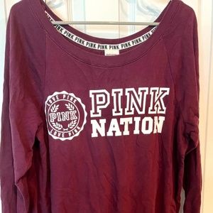 Burgundy Wine Colored PINK Nation Long-Sleeve Knit Top